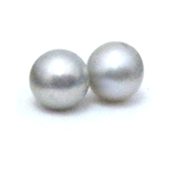 Grey 4mm Half Drilled Round Pair